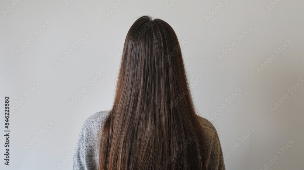 head of a woman with long, straight, brown hair generative ai head of a woman with long, straight, brown hair generative ai