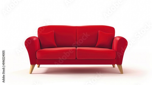 Cartoon Red Sofa Talking Looped Video White Background.