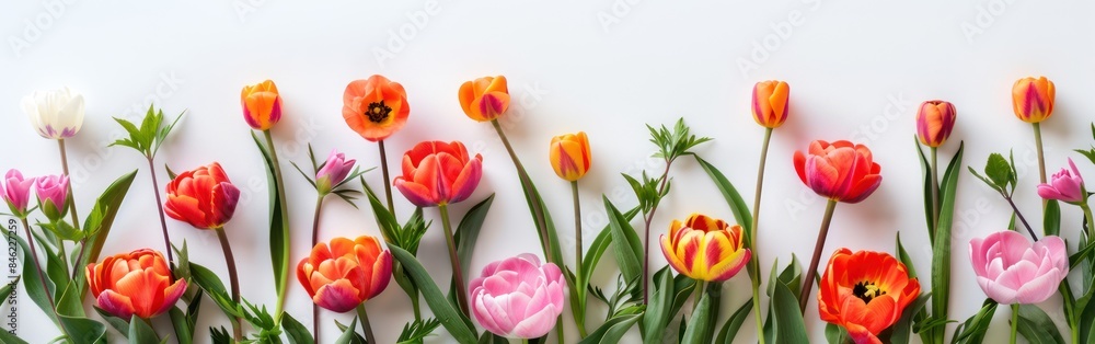 Hello Spring Greeting Card with Beautiful Flowers on White Background Hello Spring Greeting Card with Beautiful Flowers on White Background