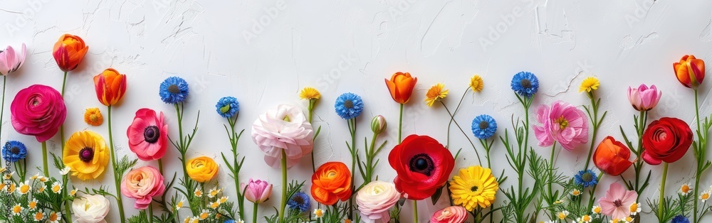 Hello Spring Greeting Card with Beautiful Flowers on White Background Hello Spring Greeting Card with Beautiful Flowers on White Background