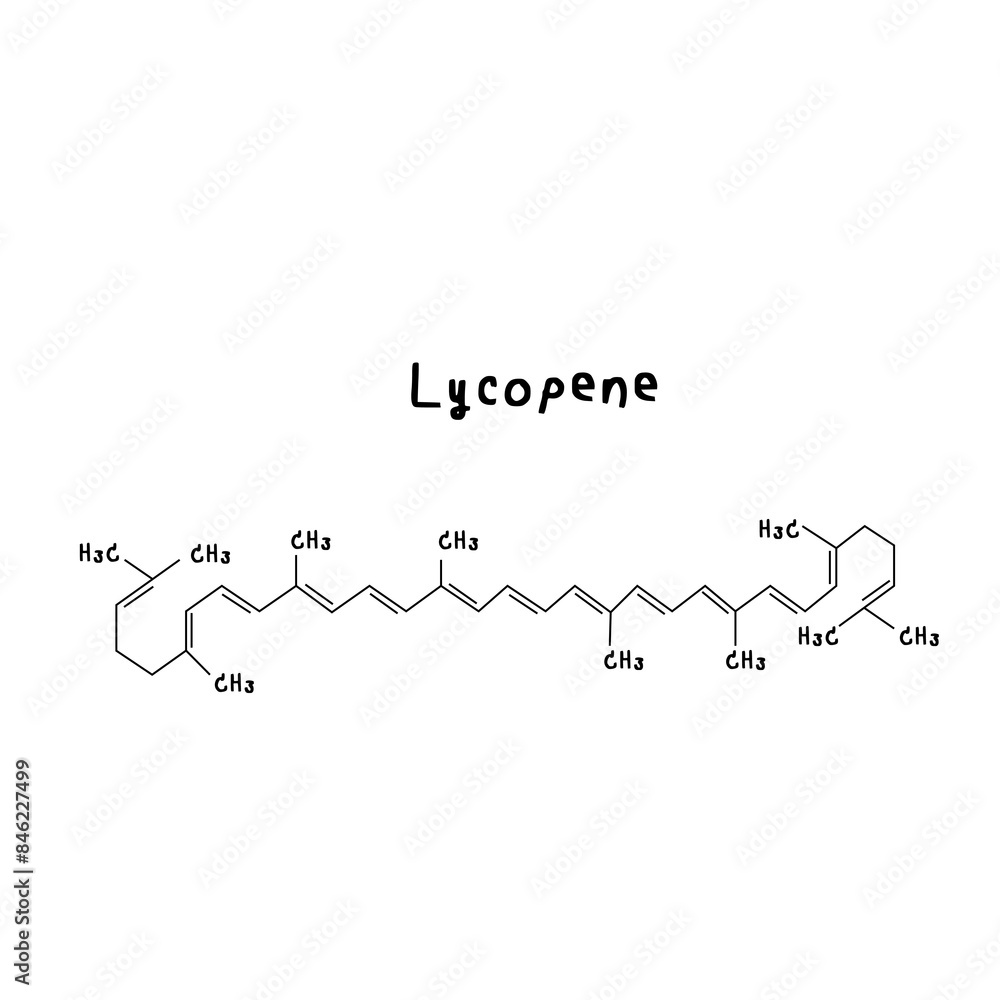 Lycopene chemical structure illustration Lycopene chemical structure illustration
