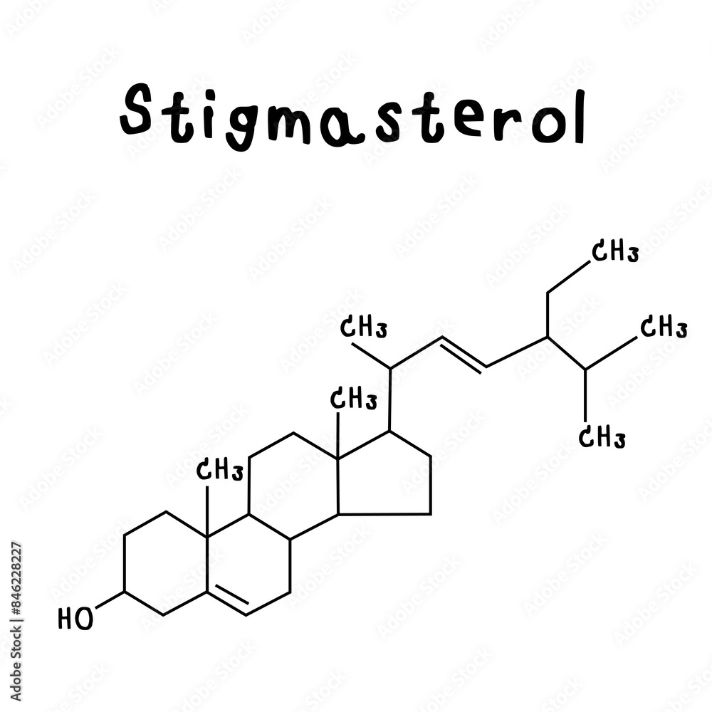 Stigmasterol chemical structure illustration Stigmasterol chemical structure illustration