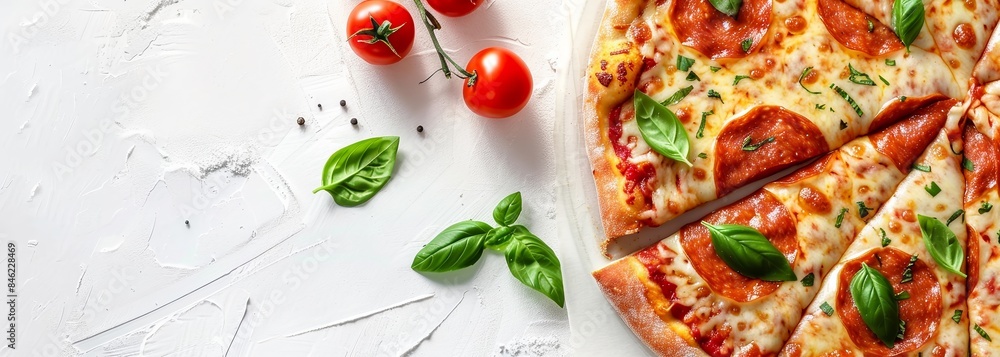 Tasty pizza on white background Tasty pizza on white background
