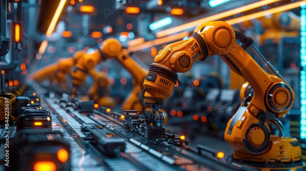 Automated assembly line in action Automated assembly line in action