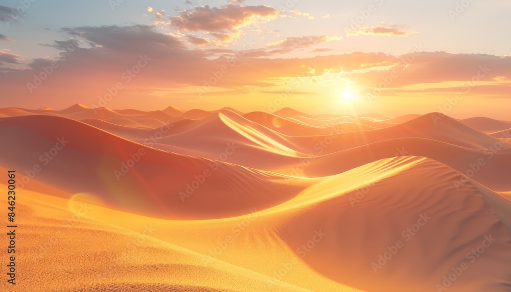 breathtaking beauty of desert dunes bathed in warm, golden light as the sun rises, creating a striking contrast between light and shadows breathtaking beauty of desert dunes bathed in warm, golden light as the sun rises, creating a striking contrast between light and shadows