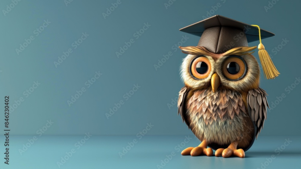 A wise owl wearing a graduation cap Symbol of educational success