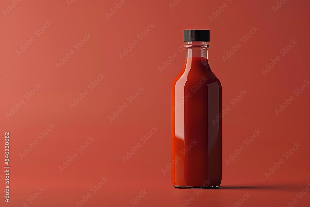 Design a sleek, modern rear view of a BBQ sauce bottle in a minimalist style, emphasizing the bold, vibrant colors of the label CG 3D rendering, Design a sleek, modern rear view of a BBQ sauce bottle in a minimalist style, emphasizing the bold, vibrant colors of the label CG 3D rendering,