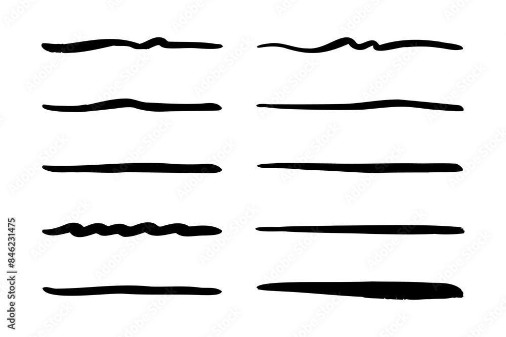 Set of hand drawn underline. Set of hand drawn underline.