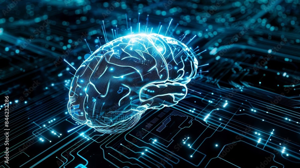 Digital brain with technology theme, Digital brain with technology theme,