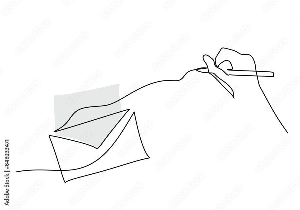 Hand writing with pen on paper continuous line drawing education and literature concept illustration Hand writing with pen on paper continuous line drawing education and literature concept illustration