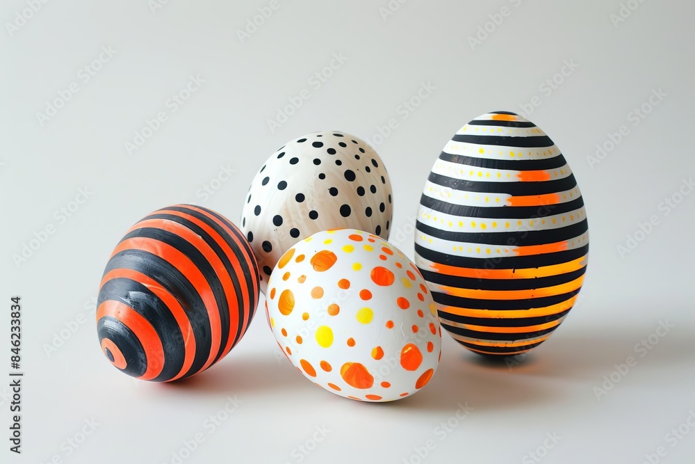 Easter eggs with polka dots and stripes, Easter eggs with polka dots and stripes,