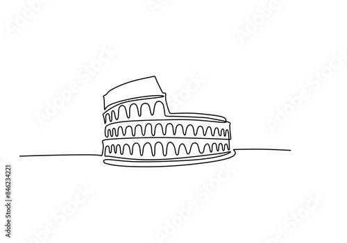 Colosseum Rome landmark continuous line drawing. Building and architecture concept minimalist design