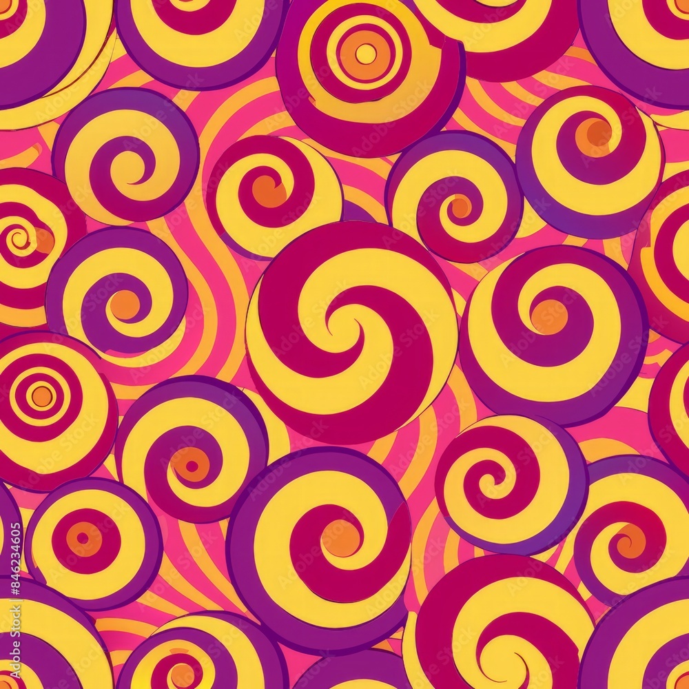 Seamless pattern of halftone retro swirls with a psychedelic vibe, Generative AI Seamless pattern of halftone retro swirls with a psychedelic vibe, Generative AI