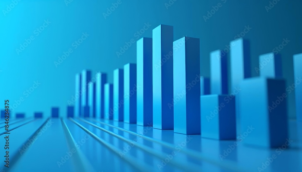 Financial graph with blue bars, Financial graph with blue bars,