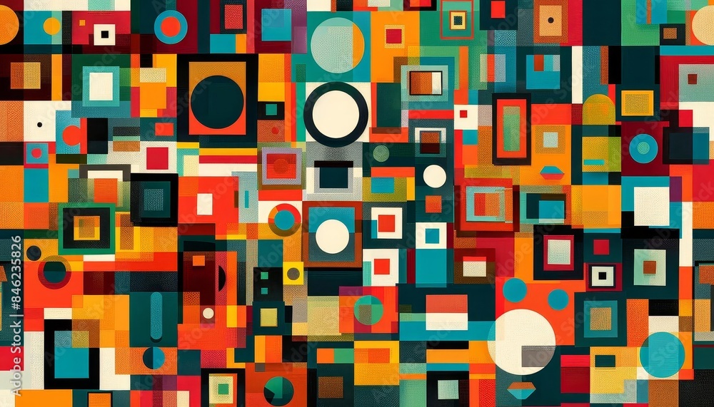 Geometric abstract pattern with colorful shapes, Geometric abstract pattern with colorful shapes,