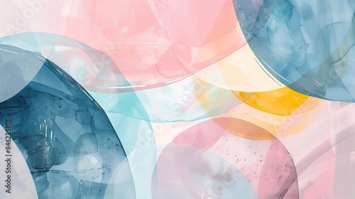 Geometric abstract art with pastel colors,