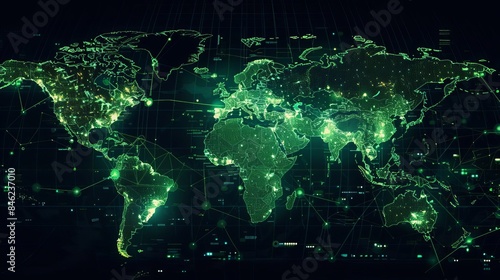 Glowing digital map of Earth,
