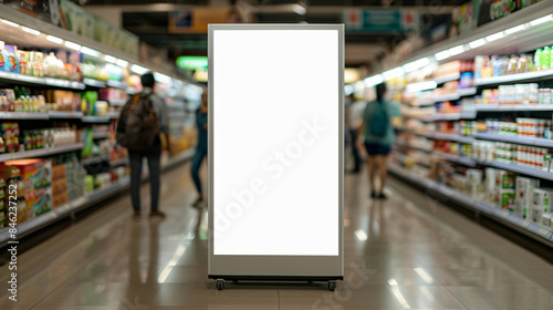 Blank Billboard in Supermarket for Advertising