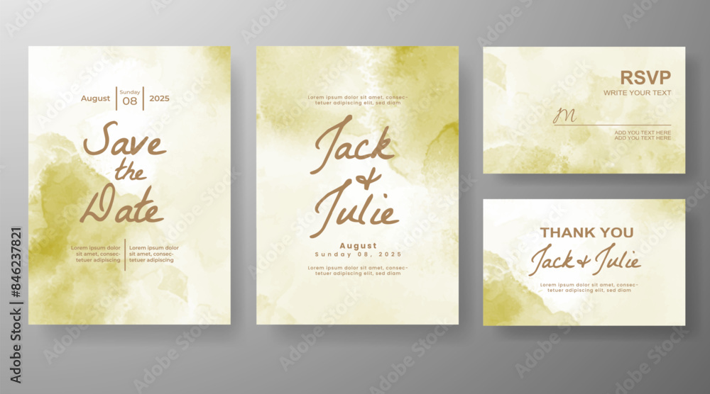Wedding invitation with abstract watercolor background Wedding invitation with abstract watercolor background