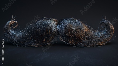 Dark, elegantly designed male mustache on a dark background, isolated.