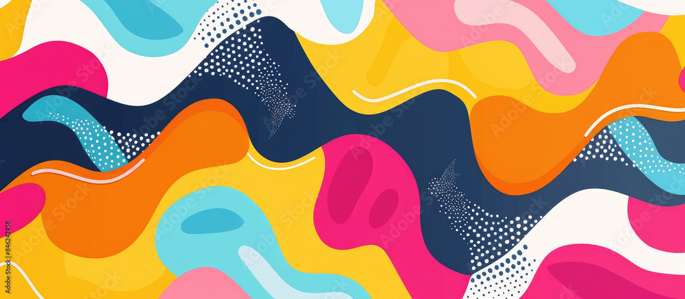 Abstract background with colorful shapes and patterns. Abstract pattern with organic shapes in pop art style Abstract background with colorful shapes and patterns. Abstract pattern with organic shapes in pop art style