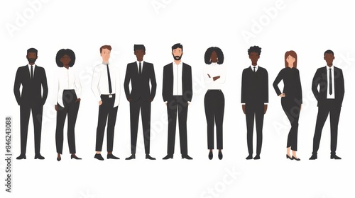 Clipart images on a white background for creating presentations. Office workers, 2d schedules, weekdays, meetings, office