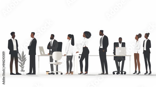 Clipart images on a white background for creating presentations. Office workers, 2d schedules, weekdays, meetings, office