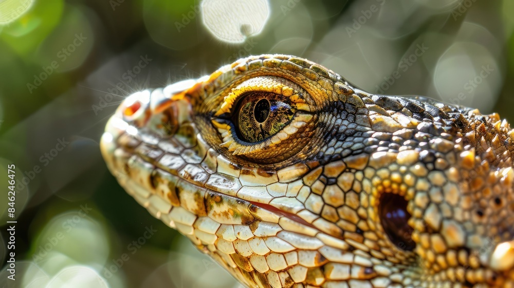 Fototapeta premium Close-up of a lizard's eye in the wild
