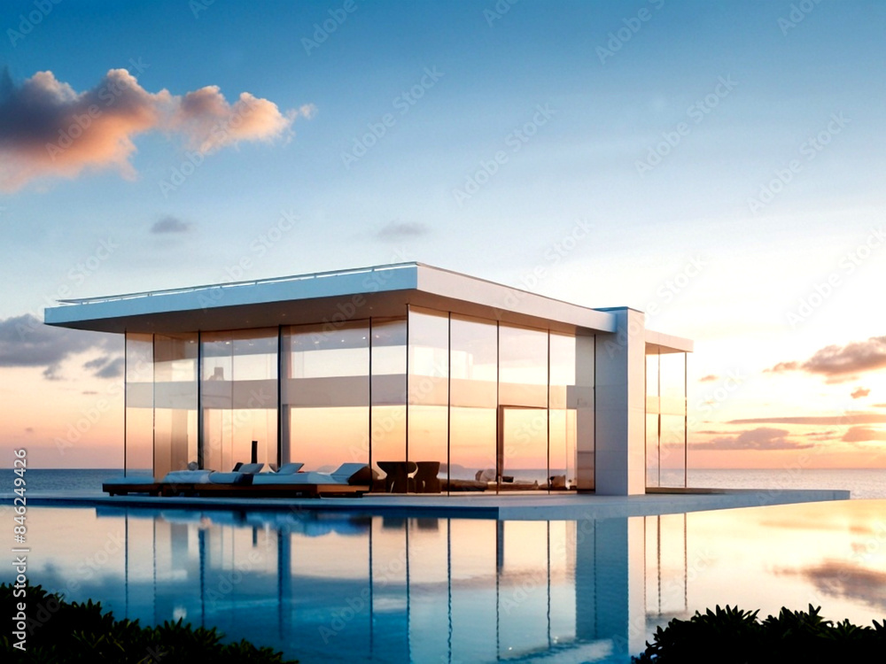 3D luxurious Modern apartment building or house exterior with lawn yard and swimming pool. 3D luxurious Modern apartment building or house exterior with lawn yard and swimming pool.