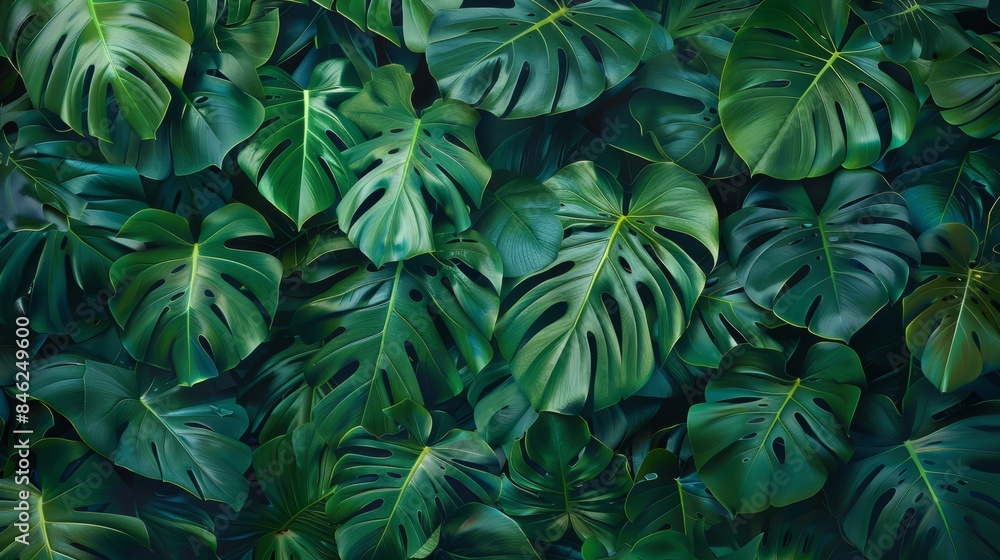 Lush monstera plant with vibrant green leaves and intricate texture in natural light Lush monstera plant with vibrant green leaves and intricate texture in natural light