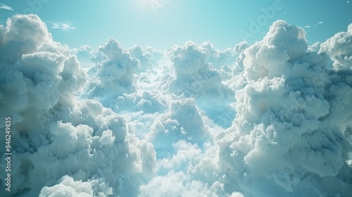 Serene scene of gentle clouds drifting across the tranquil blue sky, beautifully animated in a seamless loop. © aldi