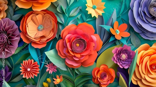 Vibrant paper blooms handcrafted spring splendor and background © Michael