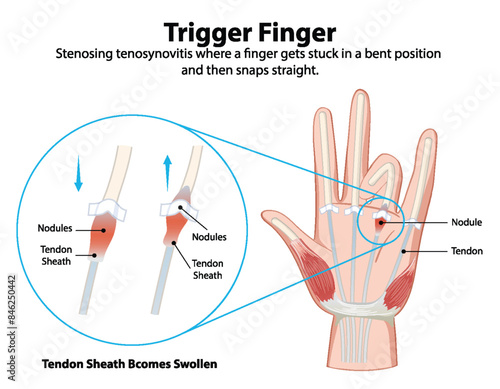 Detailed depiction of trigger finger condition