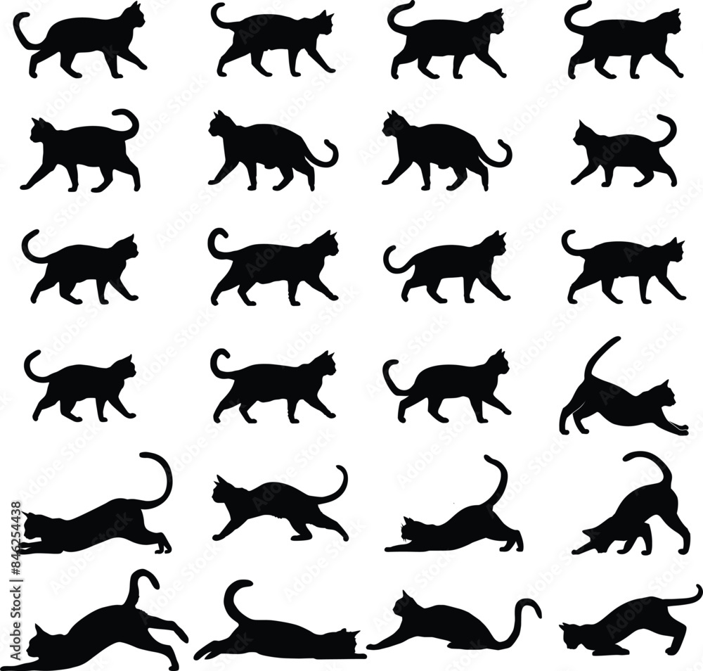 Obraz premium Minimalist cat silhouette, vector art,cat, cute cat