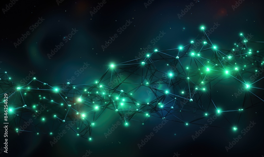 Fototapeta premium Futuristic Neural Network Concept with Glowing Nodes on Dark Background