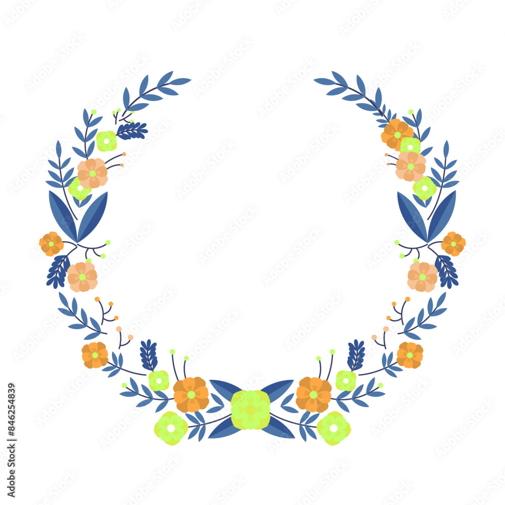 Beautiful illustration of floral wreath on a white Beautiful illustration of floral wreath on a white