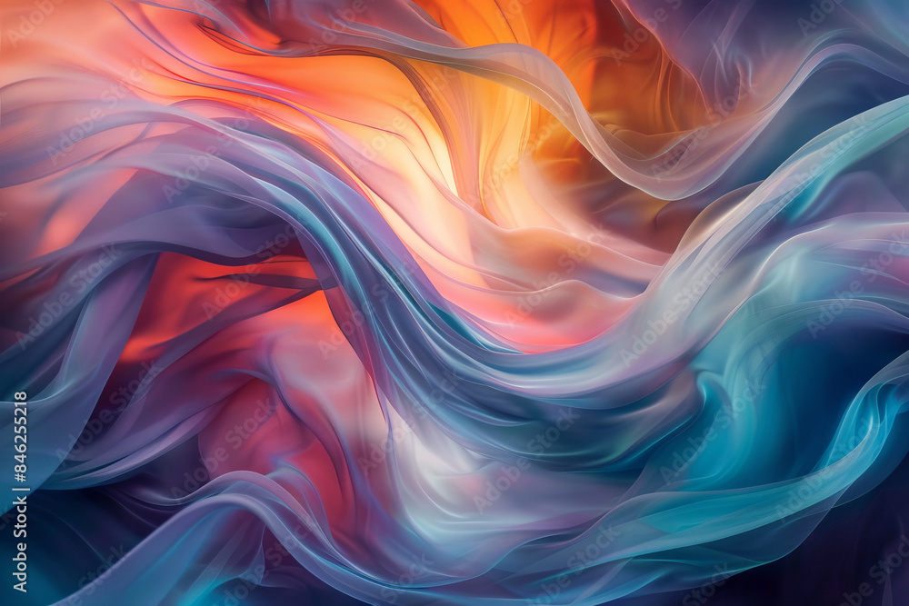A colorful, abstract painting of a flowing piece of fabric A colorful, abstract painting of a flowing piece of fabric