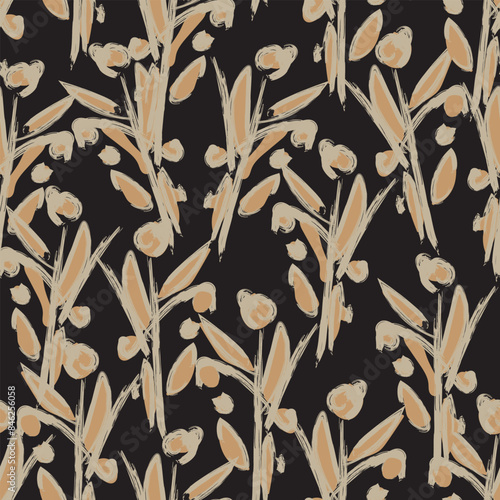 Neutral Colour Abstract Floral Seamless Pattern Design