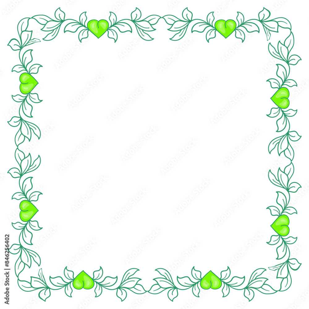 Hand drawn flat design hearts border and frame Hand drawn flat design hearts border and frame