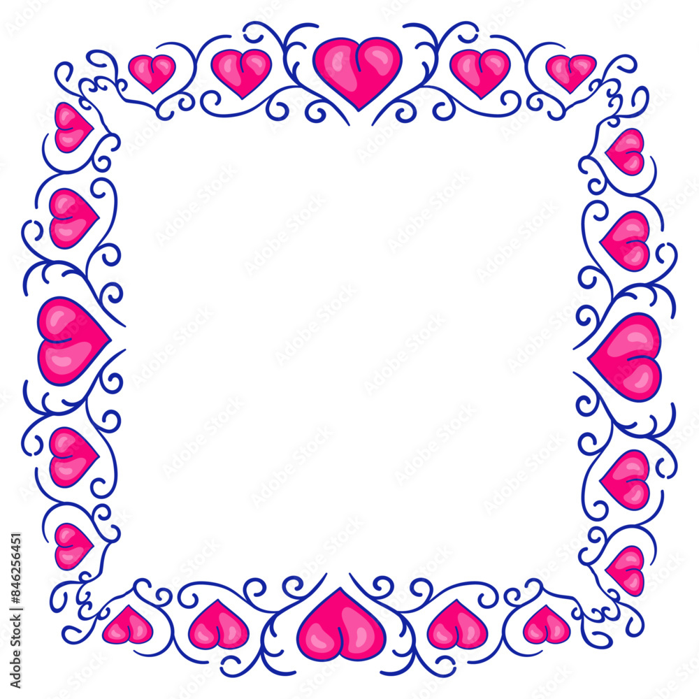 Hand drawn flat design hearts border and frame Hand drawn flat design hearts border and frame