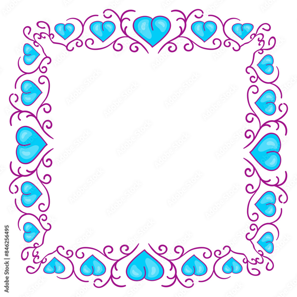 Hand drawn flat design hearts border and frame Hand drawn flat design hearts border and frame