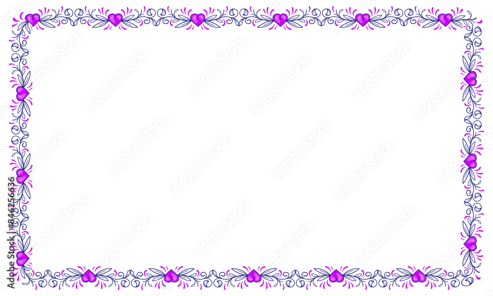 Hand drawn flat design hearts border and frame Hand drawn flat design hearts border and frame