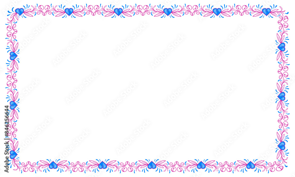 Hand drawn flat design hearts border and frame Hand drawn flat design hearts border and frame