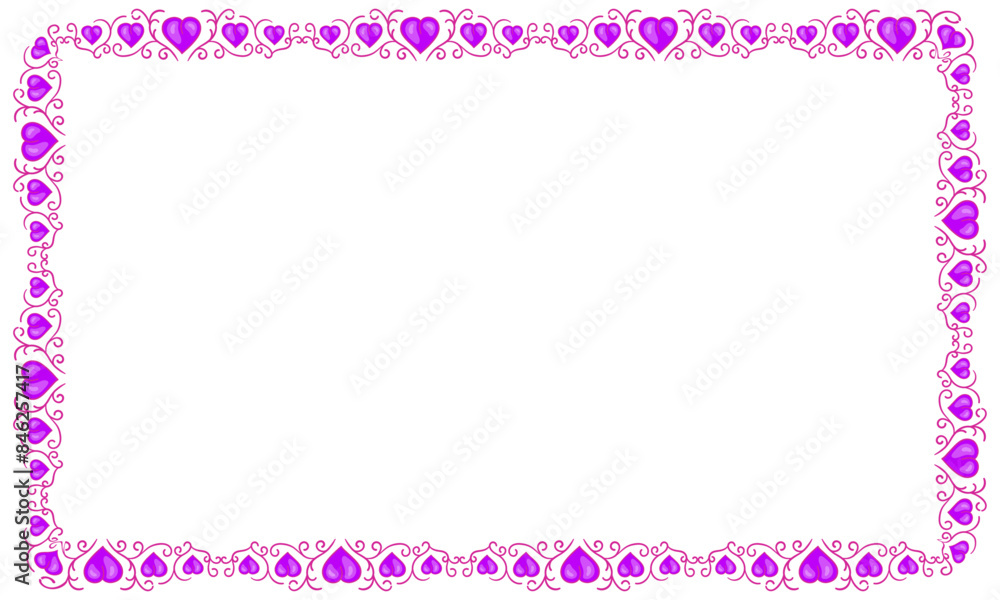Hand drawn flat design hearts border and frame Hand drawn flat design hearts border and frame