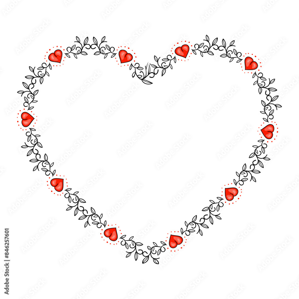 Hand drawn flat design hearts border and frame Hand drawn flat design hearts border and frame