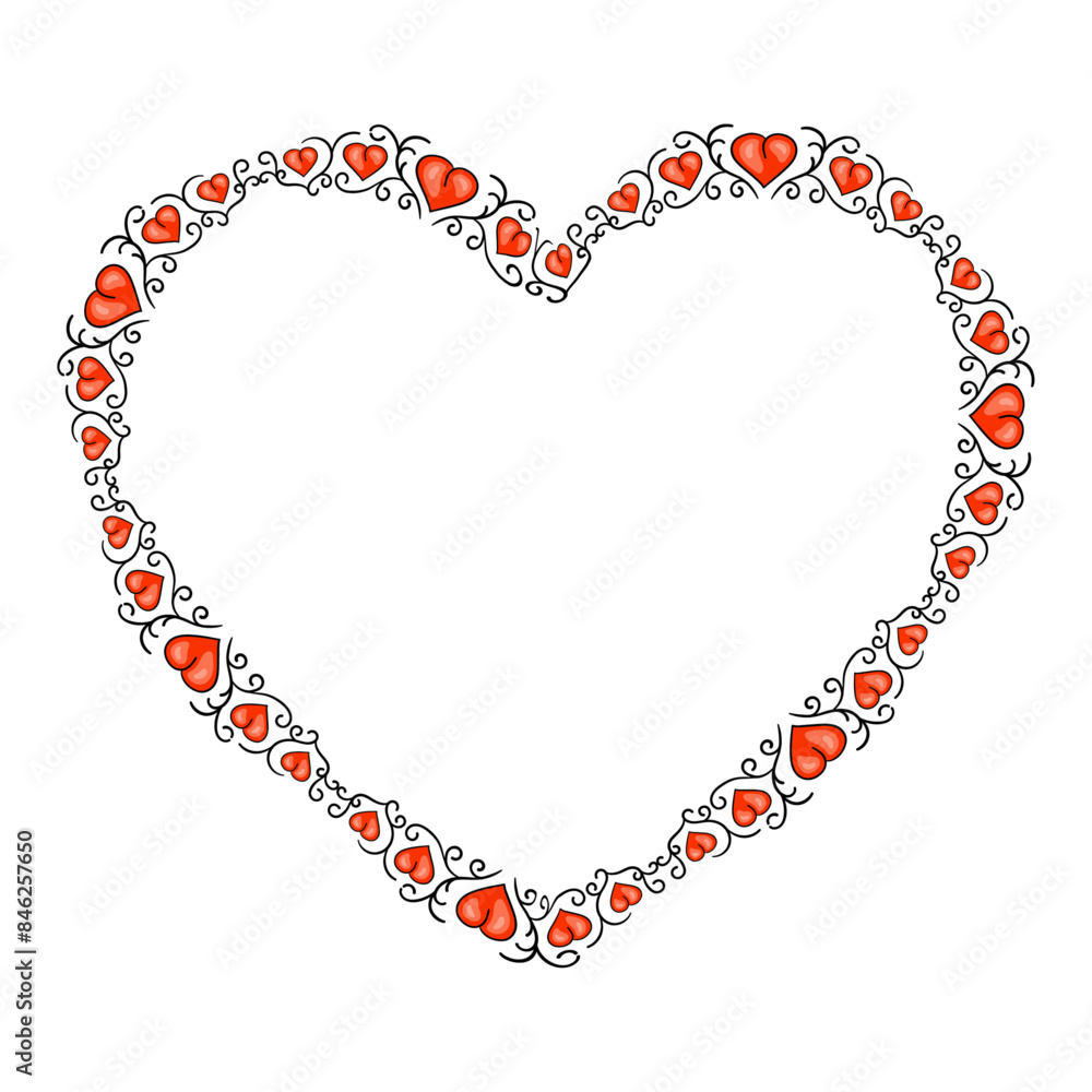 Obraz premium Hand drawn flat design hearts border and frame