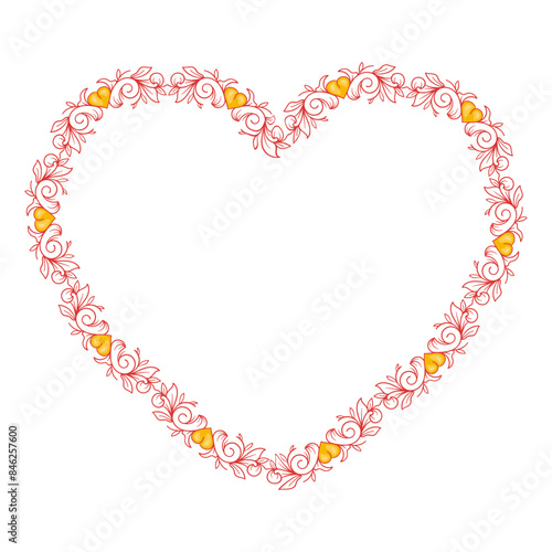 Hand drawn flat design hearts border and frame