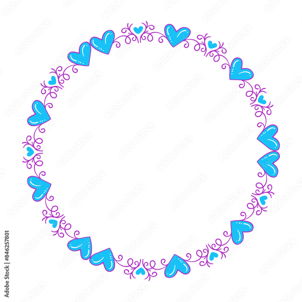 Hand drawn flat design hearts border and frame Hand drawn flat design hearts border and frame