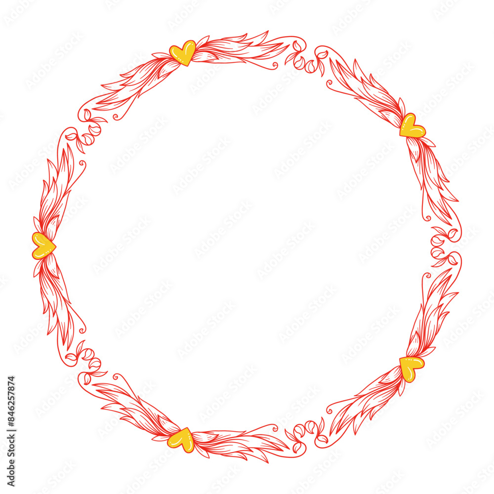 Hand drawn flat design hearts border and frame Hand drawn flat design hearts border and frame