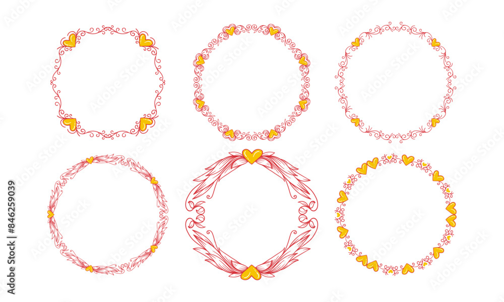 Hand drawn flat design hearts border and frame collection Hand drawn flat design hearts border and frame collection